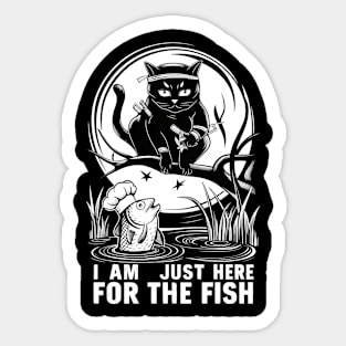 "Fishing Feline: Purrposeful Hunter" Sticker